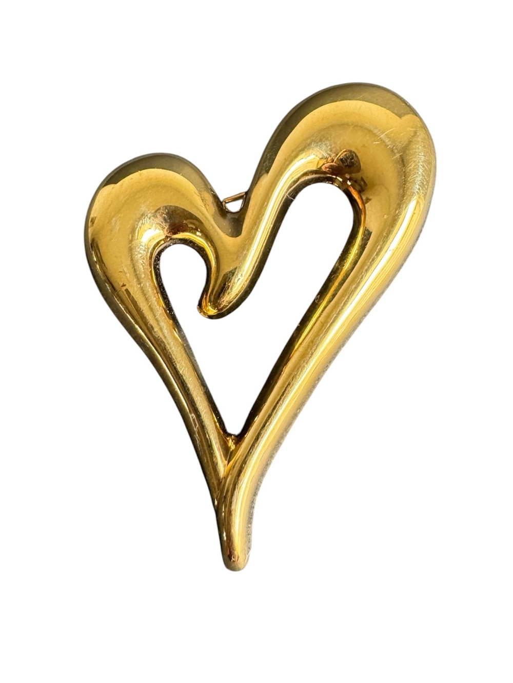 Vintage Monet Gold Heart Brooch Love Pin Large Estate Piece